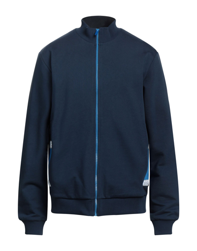Shop Bikkembergs Man Sweatshirt Midnight Blue Size S Cotton, Elastane, Polyester