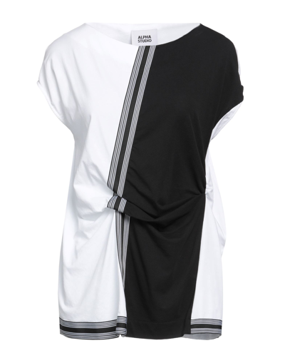 Shop Alpha Studio Woman T-shirt White Size 8 Cotton, Elastane, Polyester