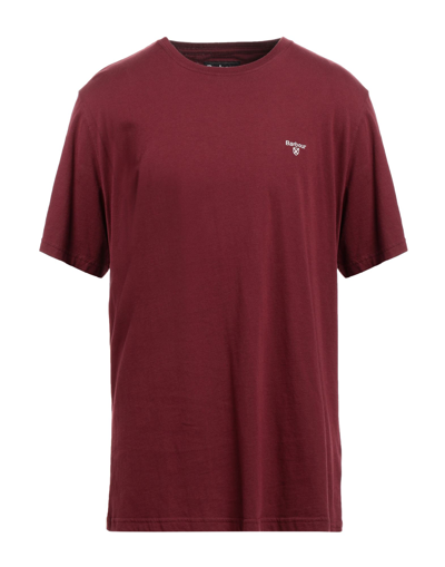 Shop Barbour Man T-shirt Burgundy Size S Cotton In Red