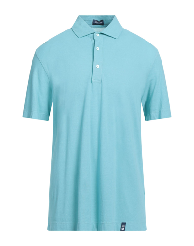 Shop Drumohr Man Polo Shirt Turquoise Size Xxl Cotton In Blue