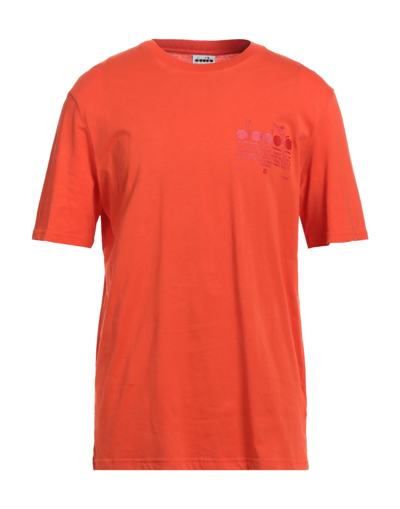 Shop Diadora Man T-shirt Orange Size M Cotton