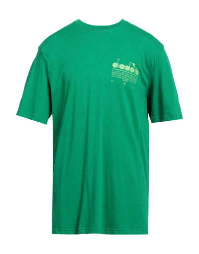 Shop Diadora Man T-shirt Green Size S Cotton