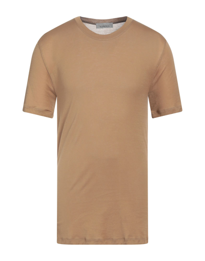 Shop Laneus Man T-shirt Camel Size S Cotton In Beige