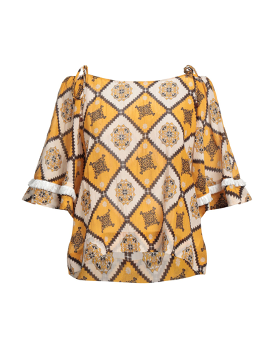 Shop Space Simona Corsellini Simona Corsellini Woman Top Marigold Size 2 Cotton, Silk In Yellow