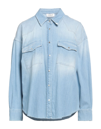 Shop Dondup Woman Denim Shirt Blue Size 10 Cotton, Elastane