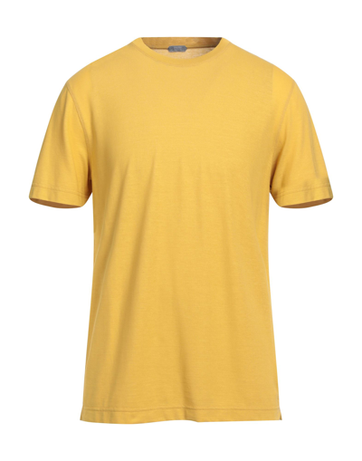 Shop Zanone Man T-shirt Ocher Size 44 Cotton In Yellow