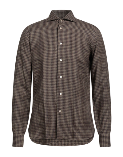 Shop Borriello Napoli Man Shirt Brown Size 16 ½ Linen