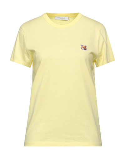 Shop Maison Kitsuné Woman T-shirt Light Yellow Size Xs Cotton