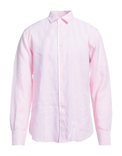 Shop Canali Man Shirt Pink Size Xl Linen