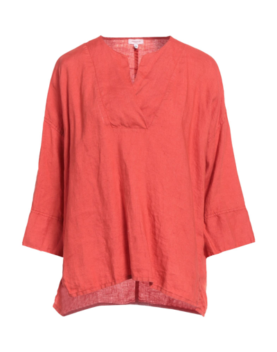 Shop Rossopuro Woman Top Rust Size L Linen In Red