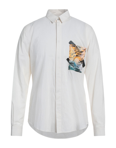Shop Trussardi Man Shirt Ivory Size 15 ¾ Cotton, Silk In White