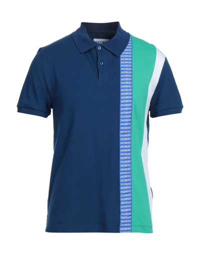 Shop Bikkembergs Man Polo Shirt Blue Size L Cotton, Elastane, Polyester