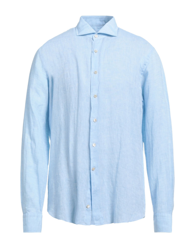 Shop Alessandro Gherardi Man Shirt Sky Blue Size 17 Linen