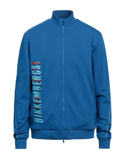 Shop Bikkembergs Man Sweatshirt Azure Size M Cotton, Elastane In Blue