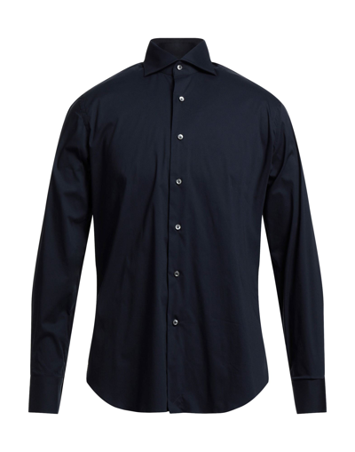 Shop Alessandro Gherardi Man Shirt Midnight Blue Size 16 Cotton, Polyamide, Elastane