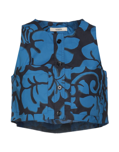 Shop Odeeh Woman Tailored Vest Blue Size 10 Cotton