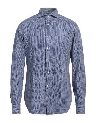 Shop Alessandro Gherardi Man Shirt Midnight Blue Size L Cotton