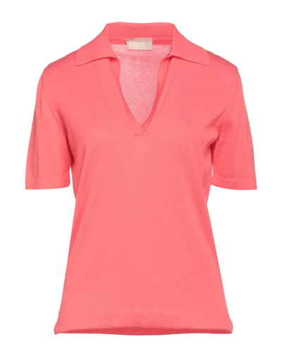 Shop Drumohr Woman Polo Shirt Coral Size M Cotton In Red