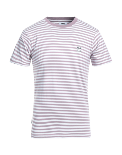 Shop Obey Man T-shirt Mauve Size S Cotton In Purple