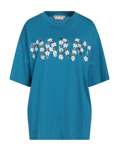 Shop Marni Woman T-shirt Azure Size 8 Cotton In Blue