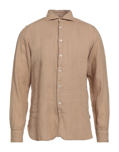 Shop The Gigi Man Shirt Camel Size 16 Linen In Beige