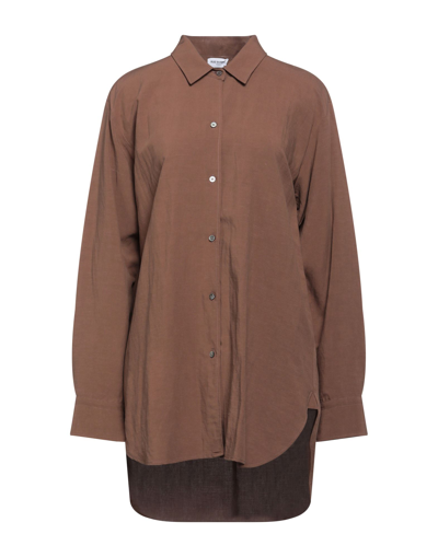 Shop Rue Du Bac Woman Shirt Brown Size 4 Viscose, Linen