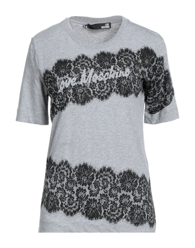 Shop Love Moschino Woman T-shirt Grey Size 4 Cotton, Elastane