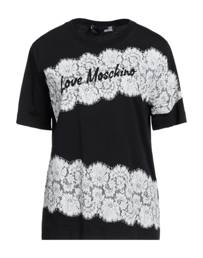 Shop Love Moschino Woman T-shirt Black Size 2 Cotton, Elastane