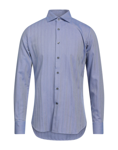 Shop Bagutta Man Shirt Azure Size 15 ½ Cotton In Blue