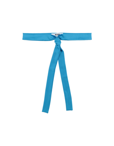 Shop Msgm Woman Belt Azure Size 4 Polyester In Blue