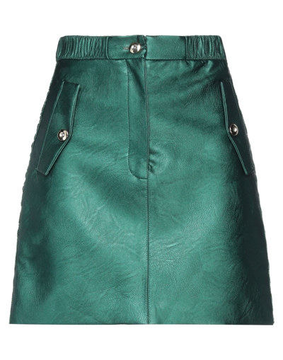 Shop La Semaine Paris Woman Mini Skirt Emerald Green Size 4 Polyurethane, Viscose