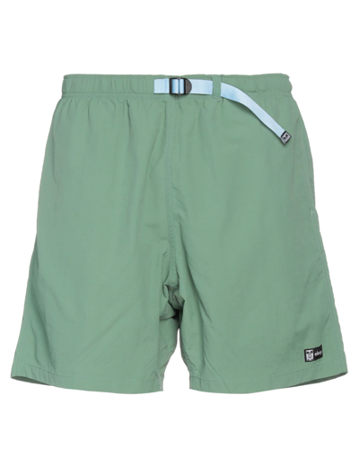 Shop Obey Man Shorts & Bermuda Shorts Sage Green Size Xl Nylon