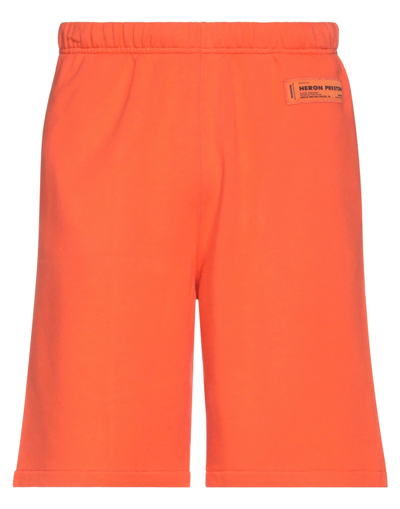 Shop Heron Preston Man Shorts & Bermuda Shorts Orange Size L Cotton, Polyester