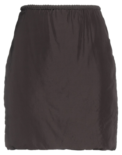 Shop Bottega Veneta Woman Mini Skirt Dark Brown Size 6 Viscose, Silk, Cotton, Polyamide
