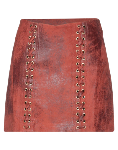 Shop La Semaine Paris Woman Mini Skirt Rust Size 4 Polyester, Elastane In Red