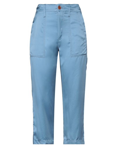 Shop Jejia Woman Cropped Pants Pastel Blue Size 2 Silk, Cotton