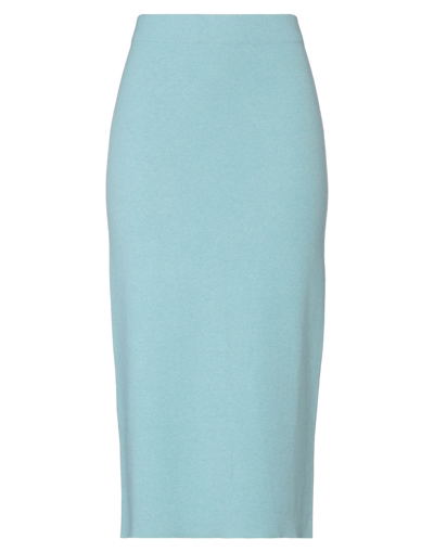 Shop Clips Woman Midi Skirt Sky Blue Size L Wool, Viscose, Polyamide, Cashmere