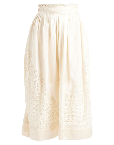 Shop Ulla Johnson Woman Midi Skirt Ivory Size 4 Linen, Cotton In White