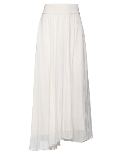 Shop European Culture Woman Maxi Skirt Ivory Size Xl Cotton, Lycra In White