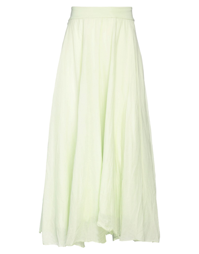 Shop European Culture Woman Maxi Skirt Light Green Size Xs Cotton, Lycra