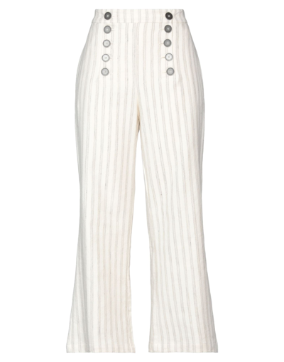 Shop 8pm Woman Pants Ivory Size L Cotton, Linen, Viscose In White