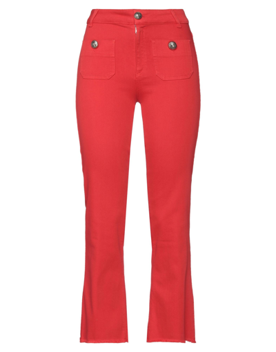 Shop Nenette Woman Denim Pants Red Size 27 Cotton, Elastomultiester, Elastane