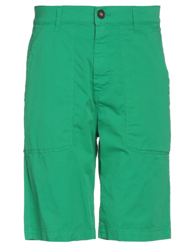 Shop Dirk Bikkembergs Man Shorts & Bermuda Shorts Green Size 31 Cotton, Elastane
