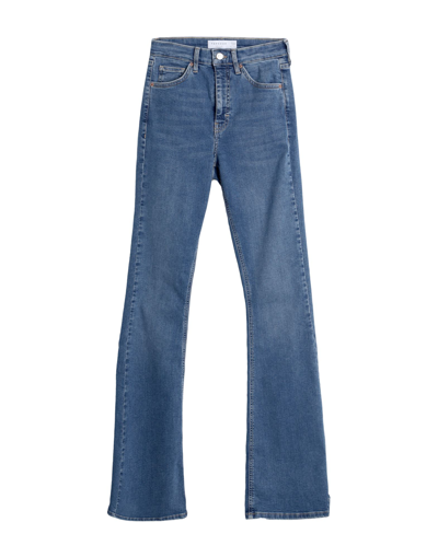 Shop Topshop Woman Jeans Blue Size 28w-32l Cotton, Elastomultiester, Elastane