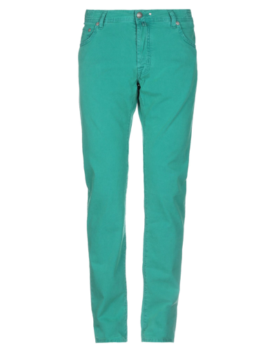 Shop Jacob Cohёn Man Pants Green Size 32 Cotton, Elastane