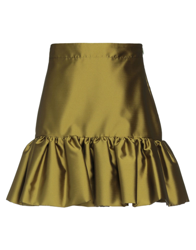 Shop Wandering Woman Mini Skirt Military Green Size 4 Acetate, Polyester