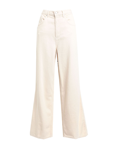 Shop Topshop Woman Jeans Ivory Size 30w-32l Cotton In White