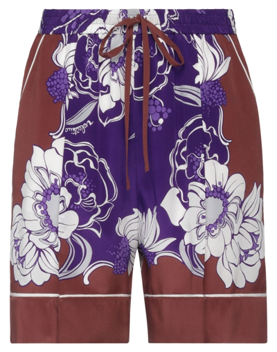 Valentino Floral-print Silk Crepe De Chine Shorts In Neutral