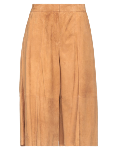 Shop Desa Nineteenseventytwo Desa 1972 Woman Shorts & Bermuda Shorts Camel Size 2 Leather In Beige
