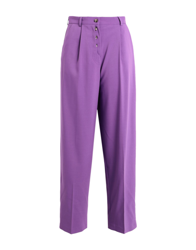 Shop Topshop Woman Pants Purple Size 4 Polyester, Elastane